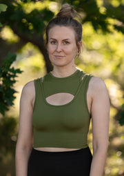 GRACE - Ribbet crop top - Forest Green